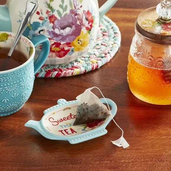 🌺 New Pioneer Woman Sweet Rose Tea Bag Holders, Set of 2, Red and Blue - Picture 6 of 11